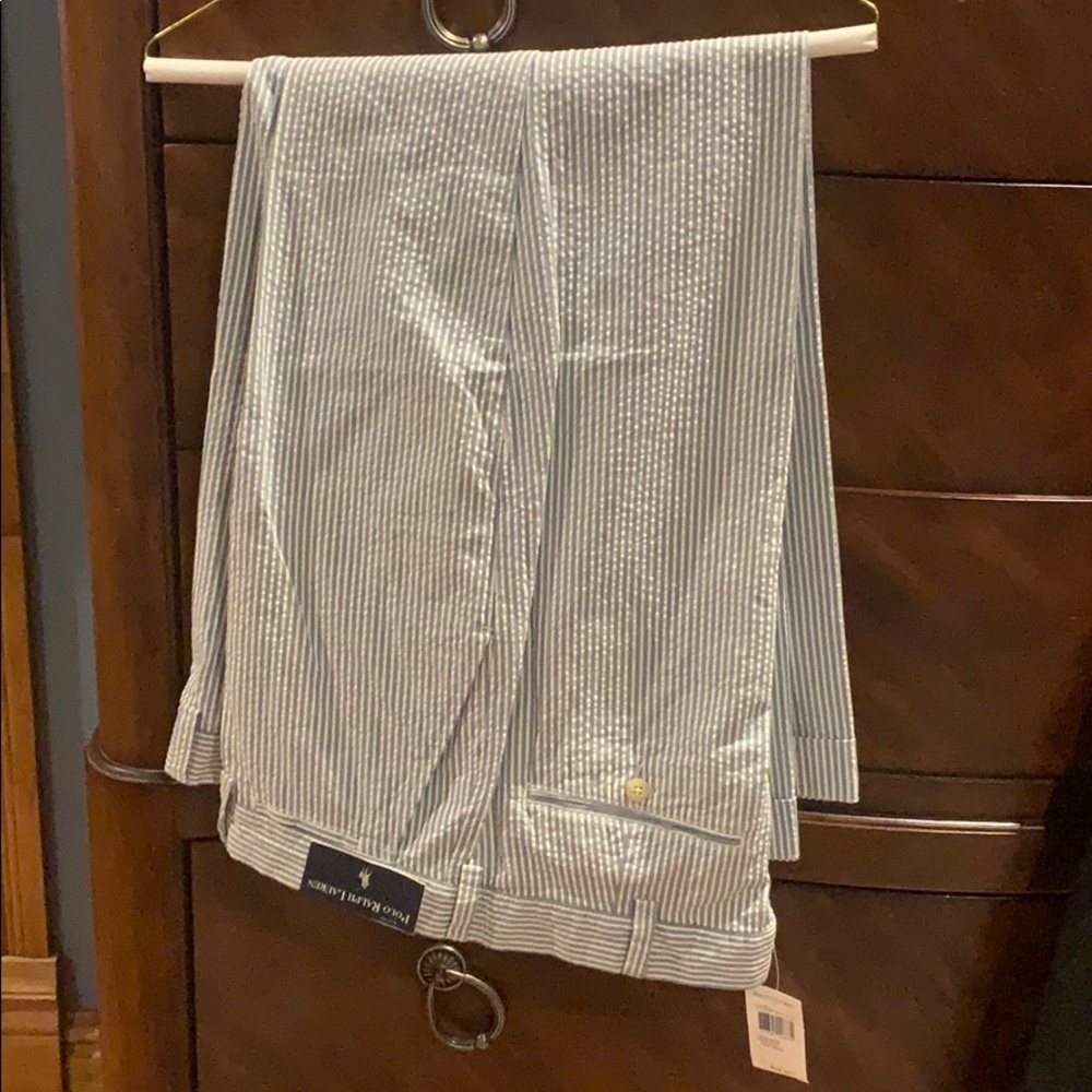 TAGS ATTACHED! Seersucker Pants. White & blue